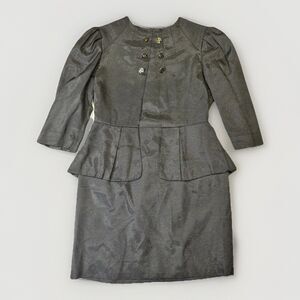 Sretsis by Pim Sukhahuta Peplum Dress Gray Metallic US 6 UK 10 FR 40